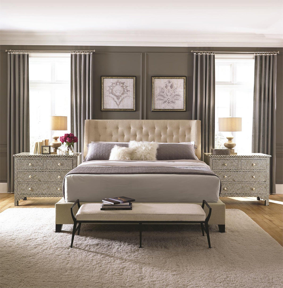 Maxime Fabric Shelter Bed King (K1249) by Bernhardt