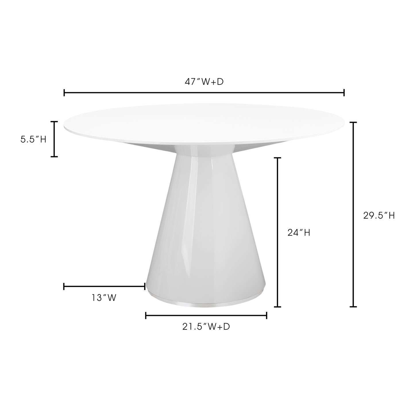 Otago Round Dining Table White by Moe's Home