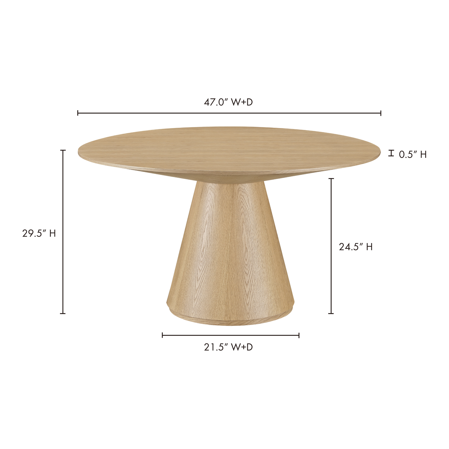 Otago Round Dining Table Natural Oak by Moe's Home