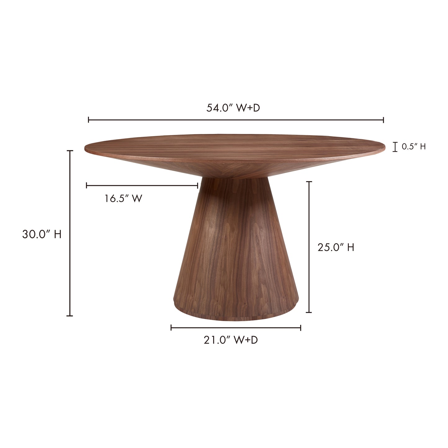Otago Round 54In Dining Table Walnut Brown by Moe's Home
