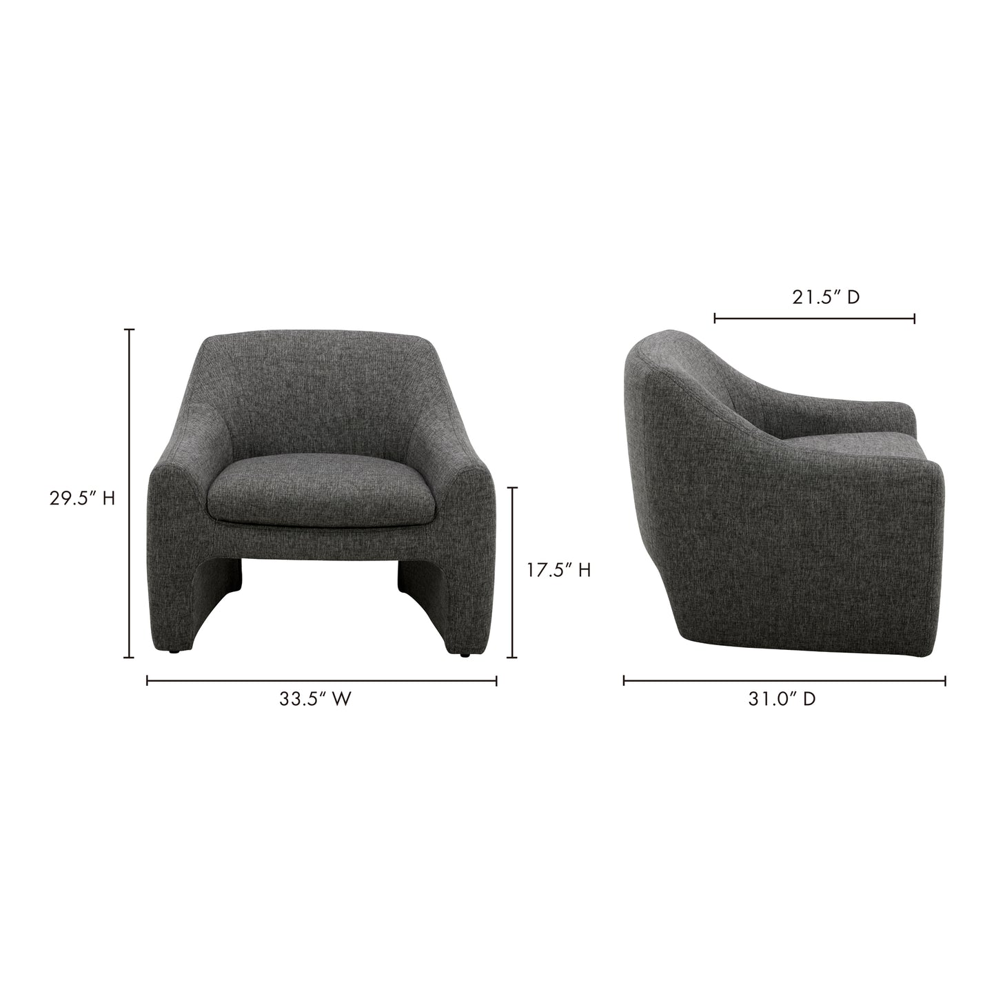 Kenzie Accent Chair Shadowed Grey by Moe's Home