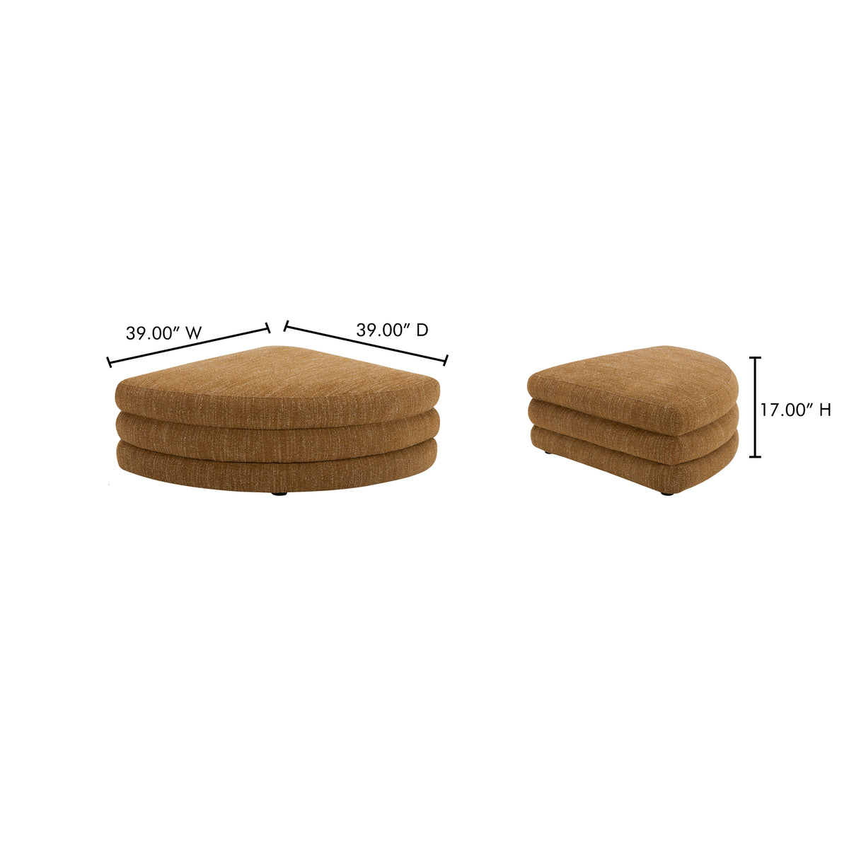 Lowtide Curved Ottoman Amber Glow by Moe's Home