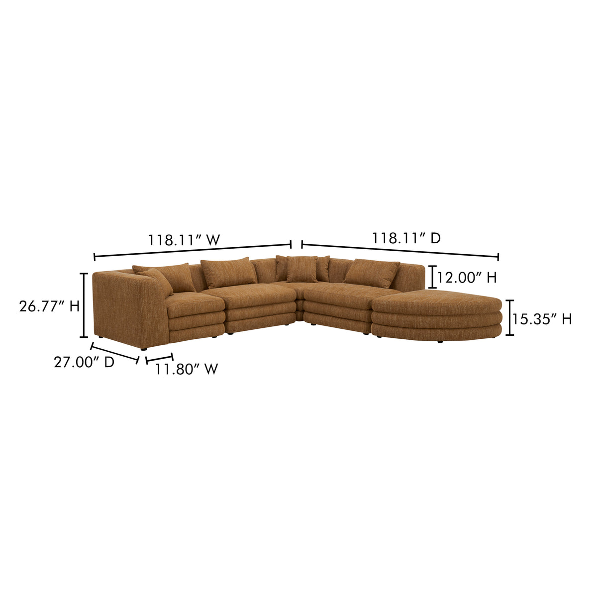 Lowtide Alcove Modular Sectional Amber Glow by Moe's Home