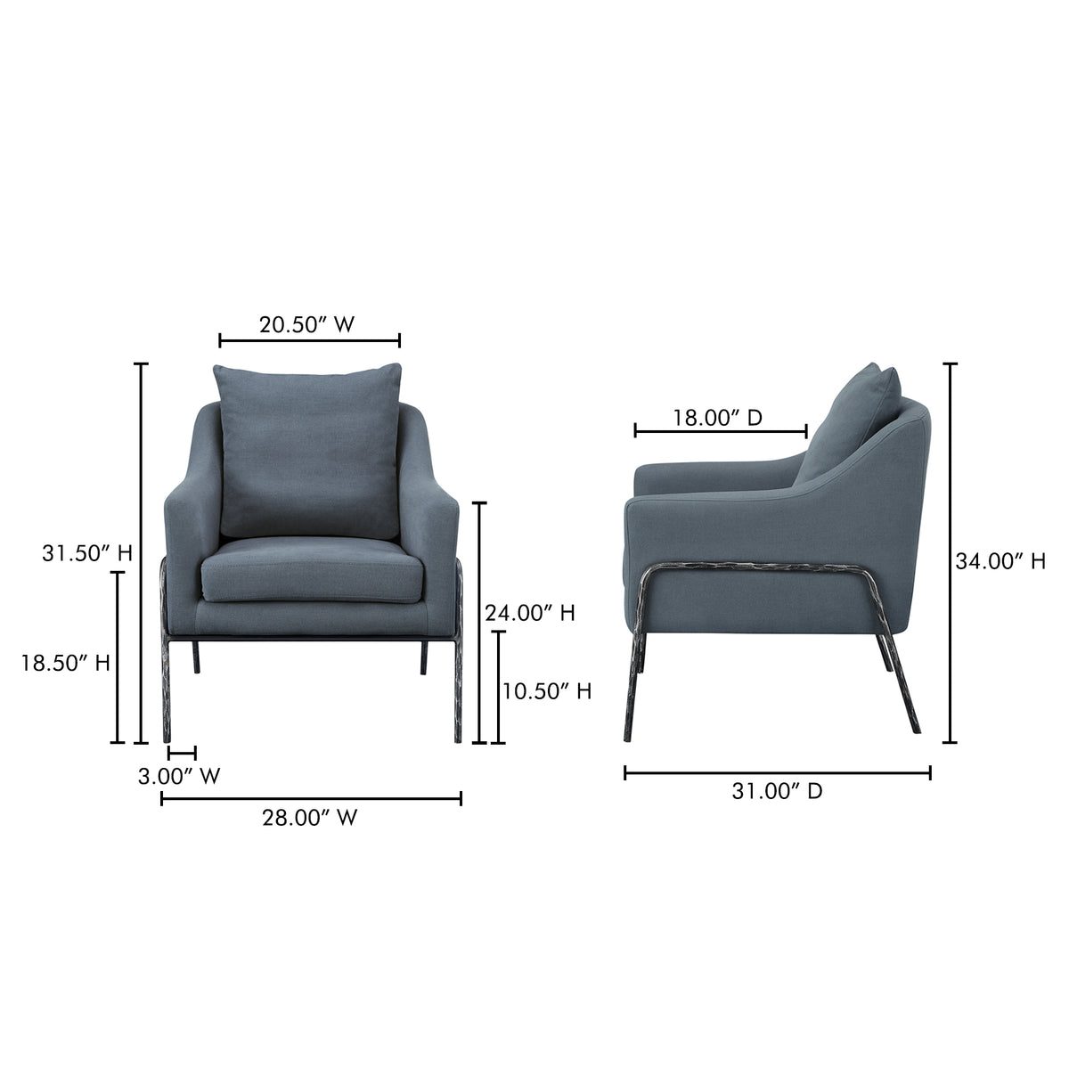 Archer Accent Chair Linen Blend by Moe's Home