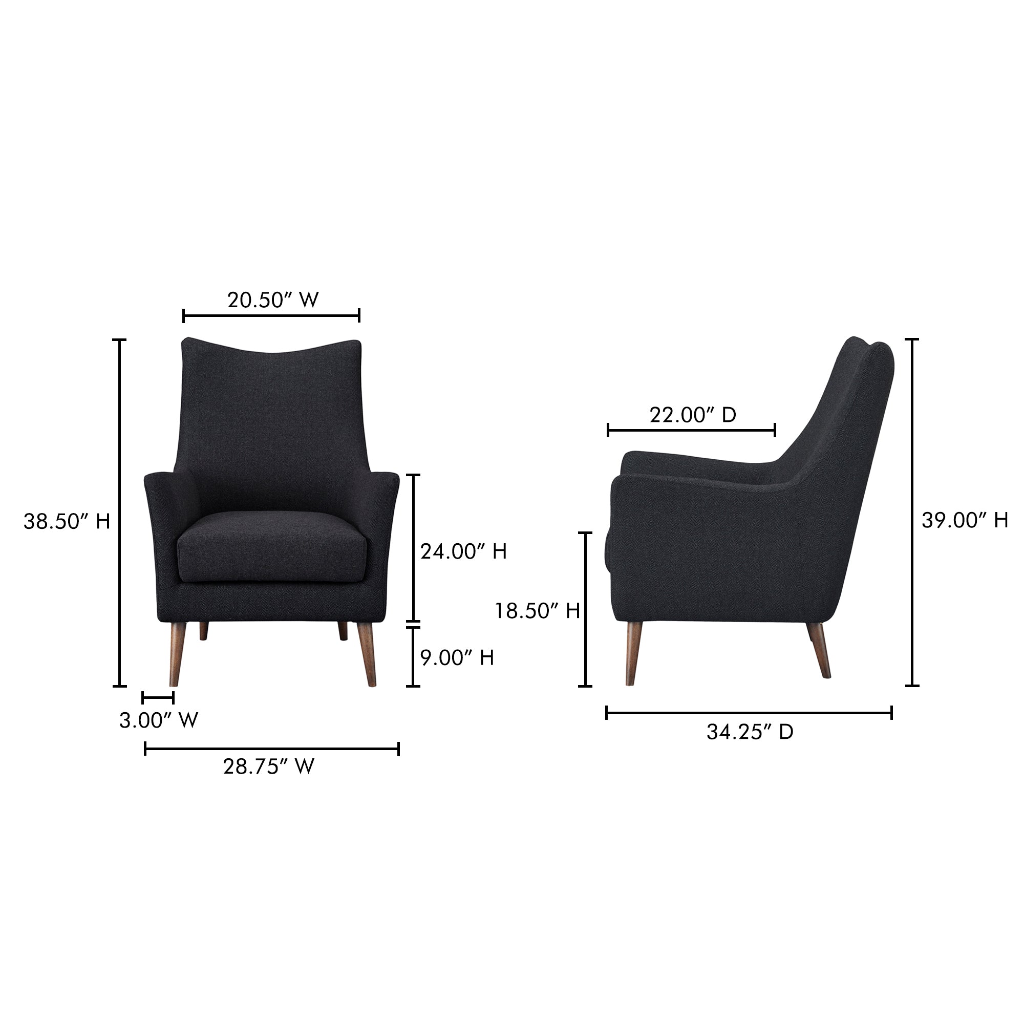 Fisher Armchair Wool Blend Charcoal