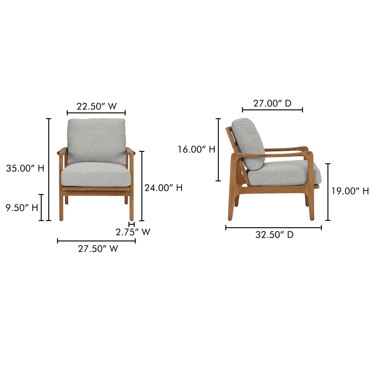 Fearne Accent Chair Heather Beige by Moe's Home