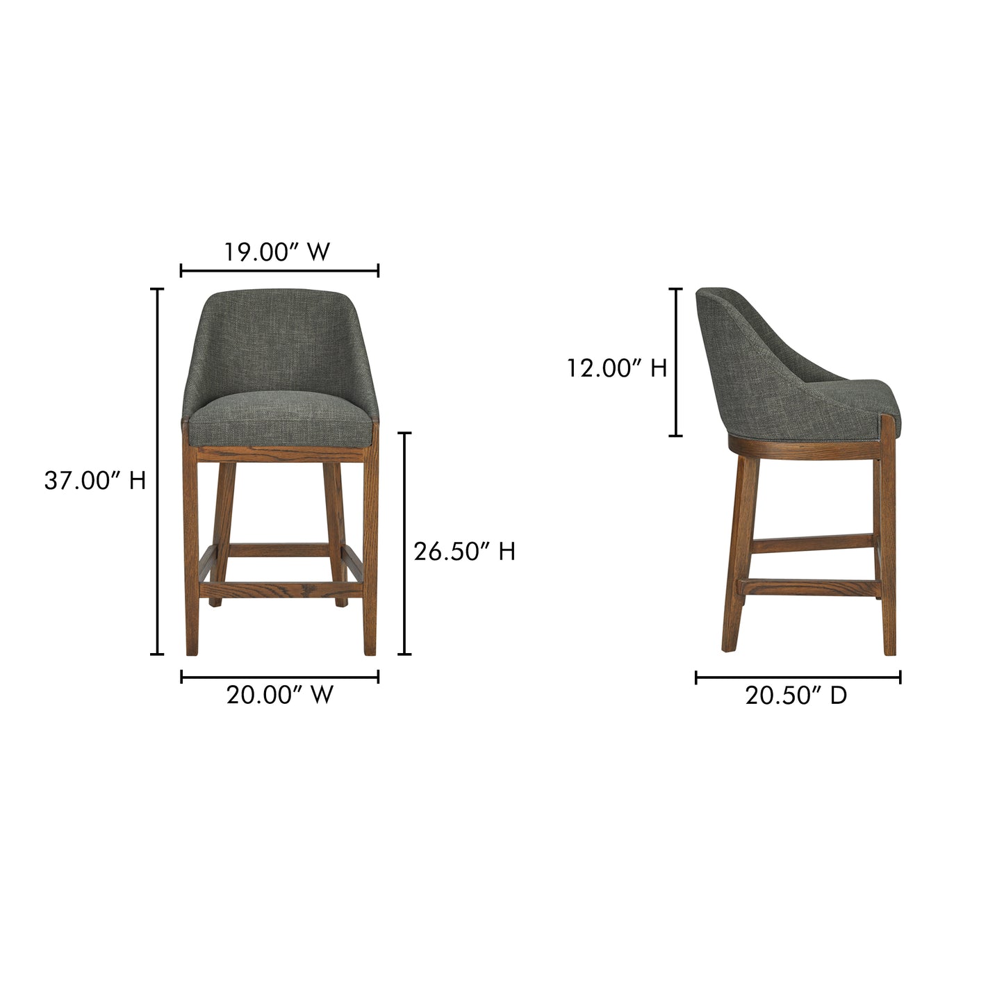 Edward Counter Stool Heather Green by Moe's Home