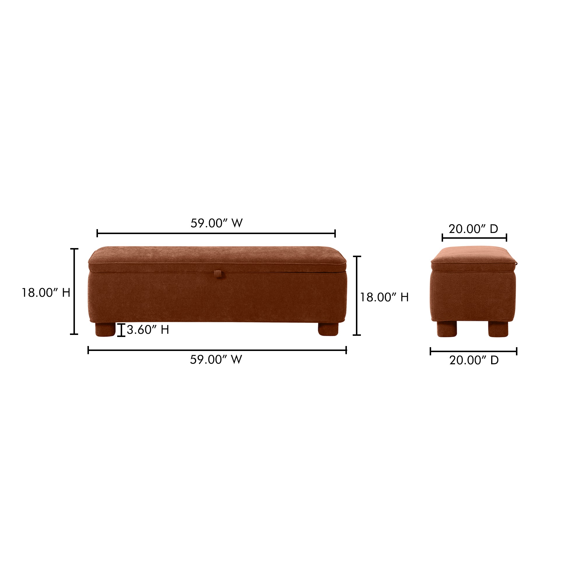 Ichigo Storage Bench Deep Orange