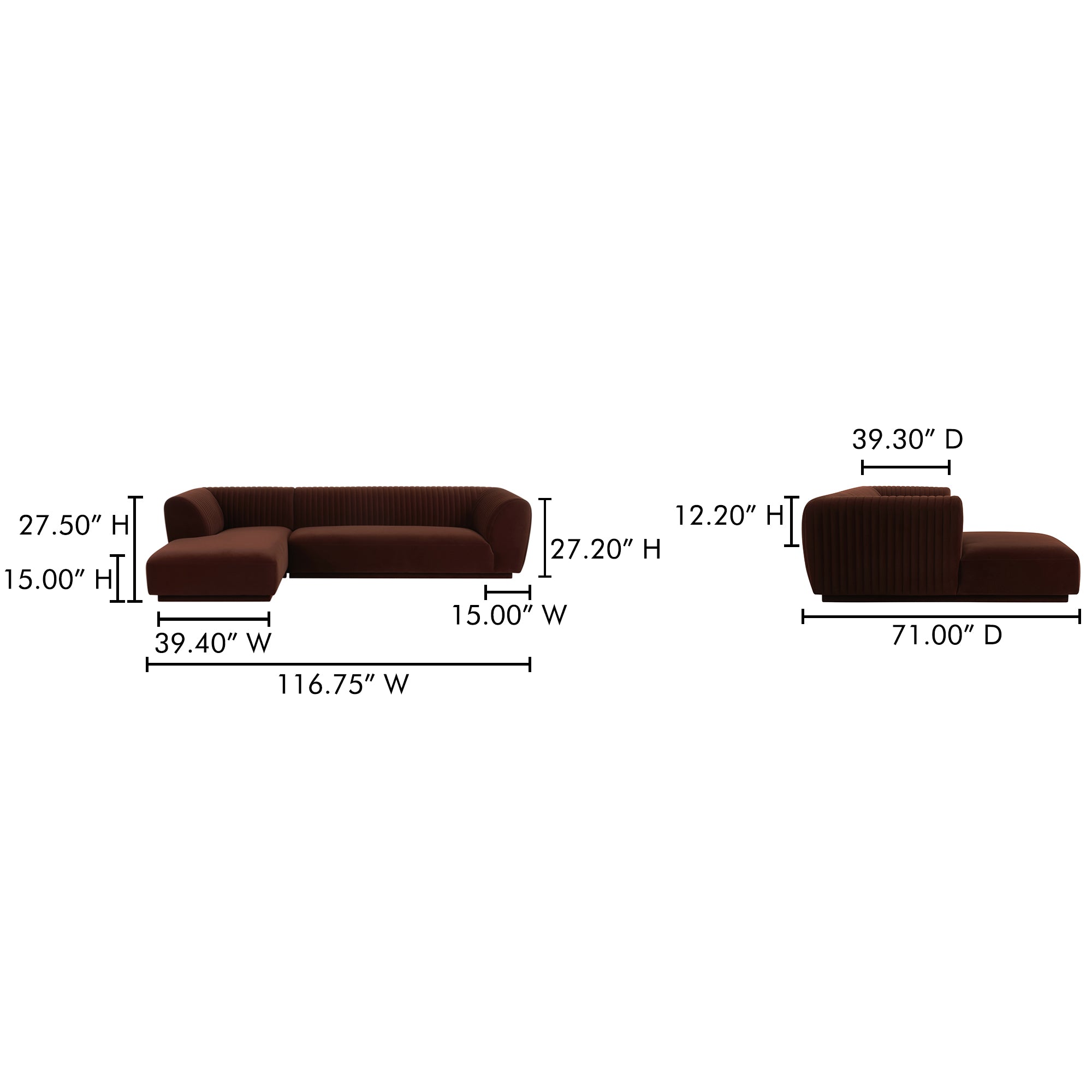 Zandro Left Sectional Warm Brown