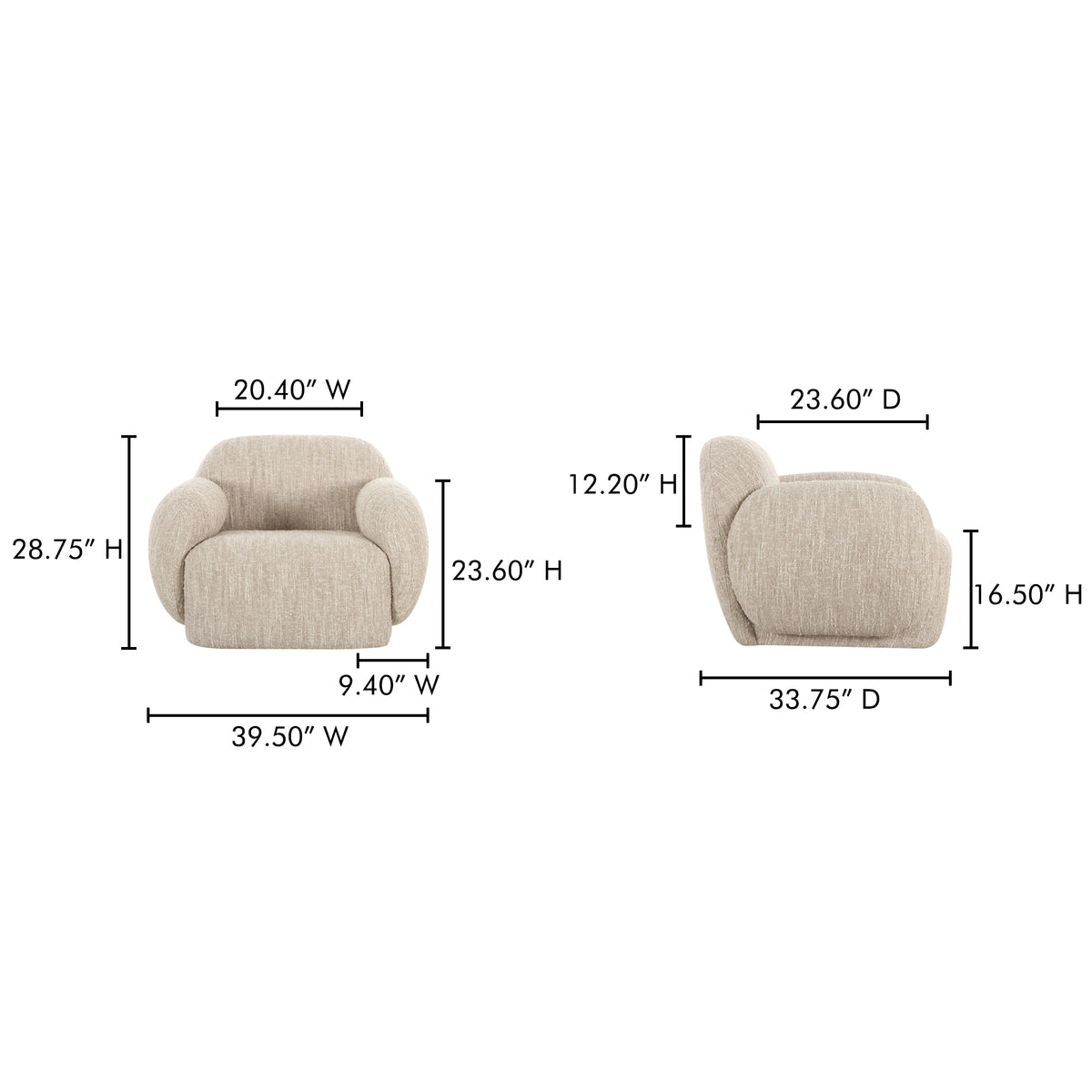 Hazel Lounge Chair Off White by Moe's Home