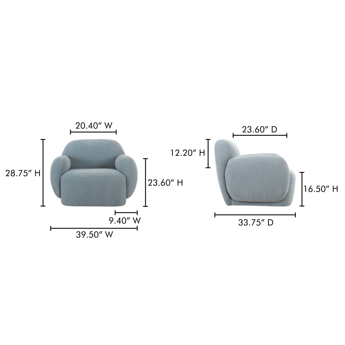 Hazel Lounge Chair Light Blue by Moe's Home