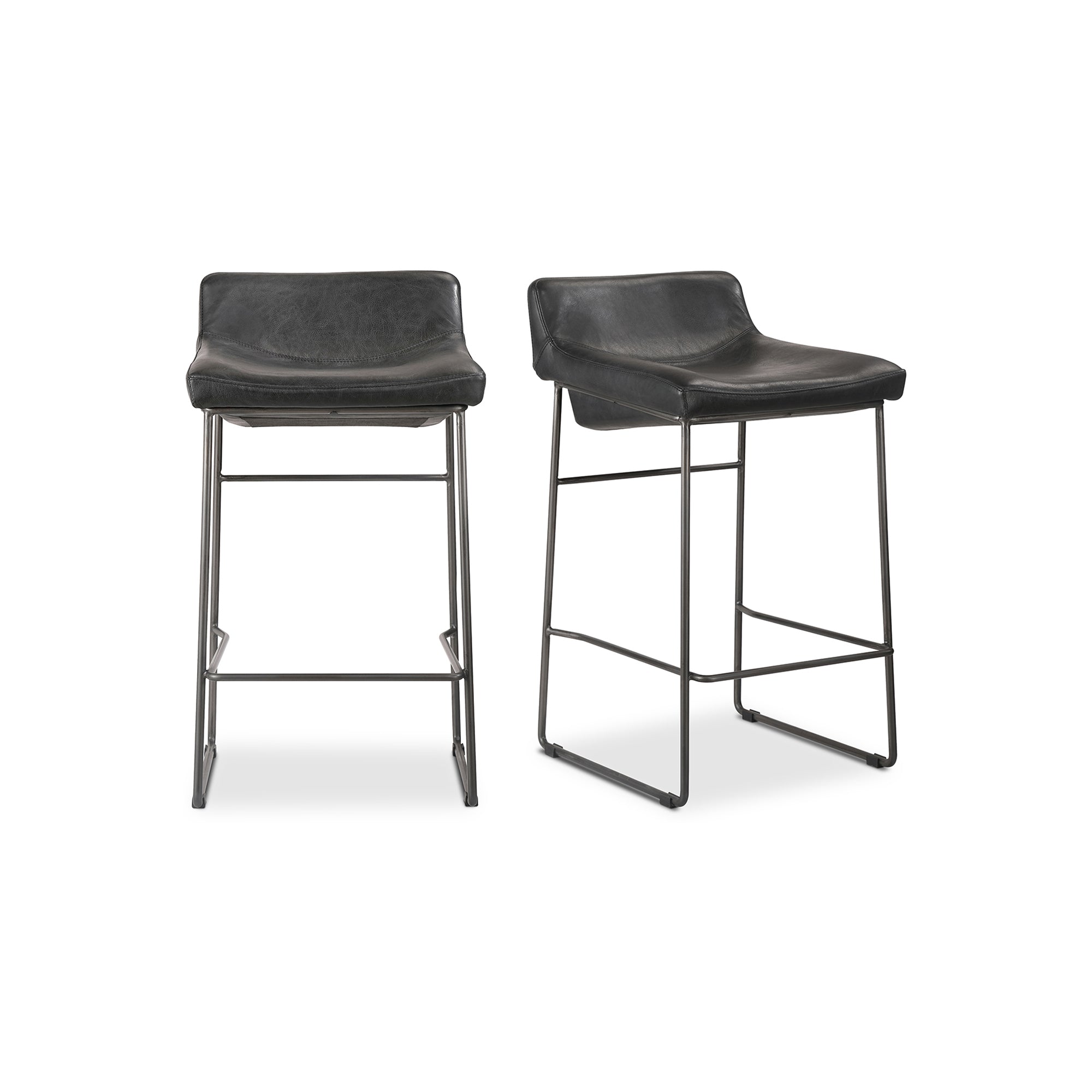 Starlet Counter Stool Onyx Black Leather - Set Of Two by Moe's Home