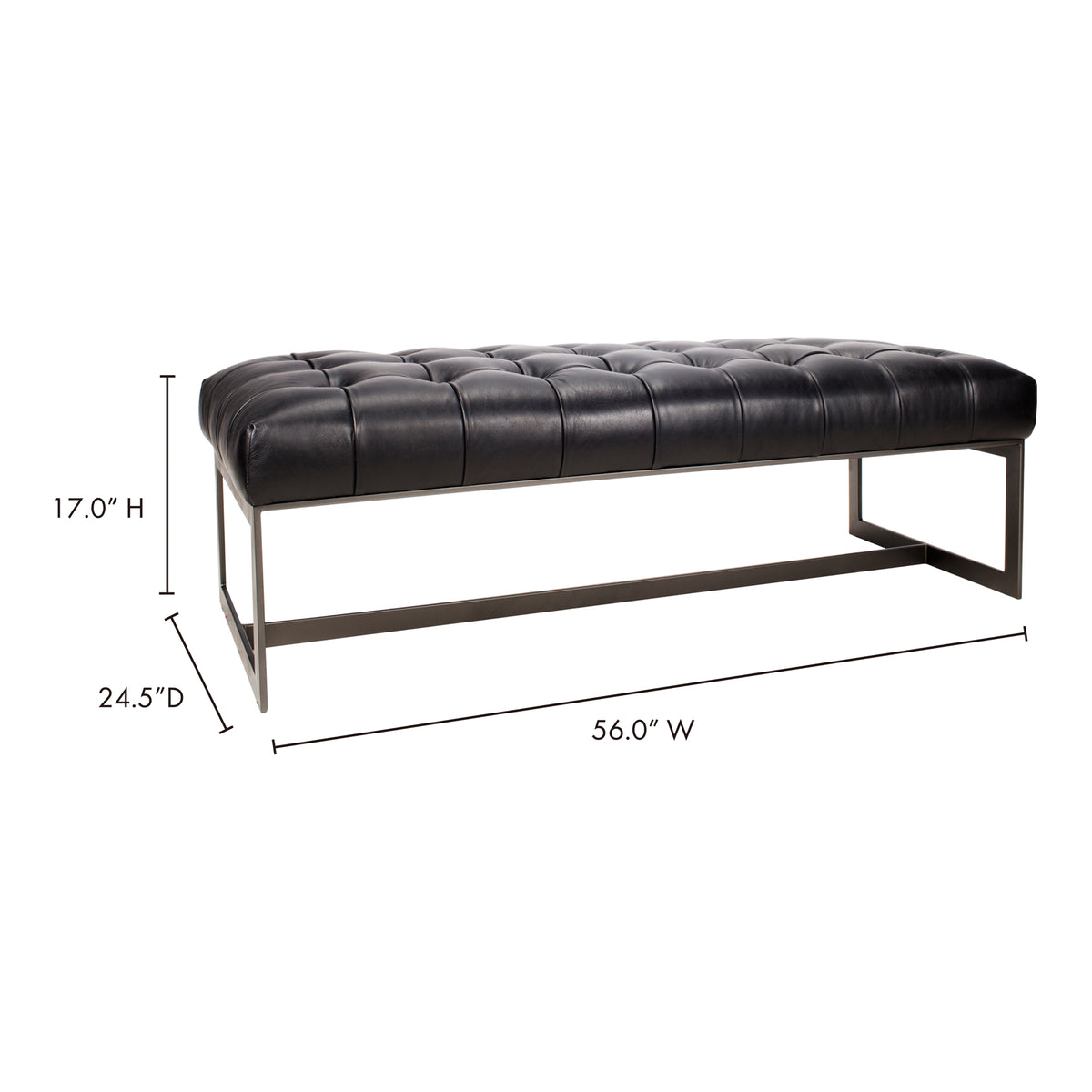 Wyatt Leather Bench Black by Moe's Home