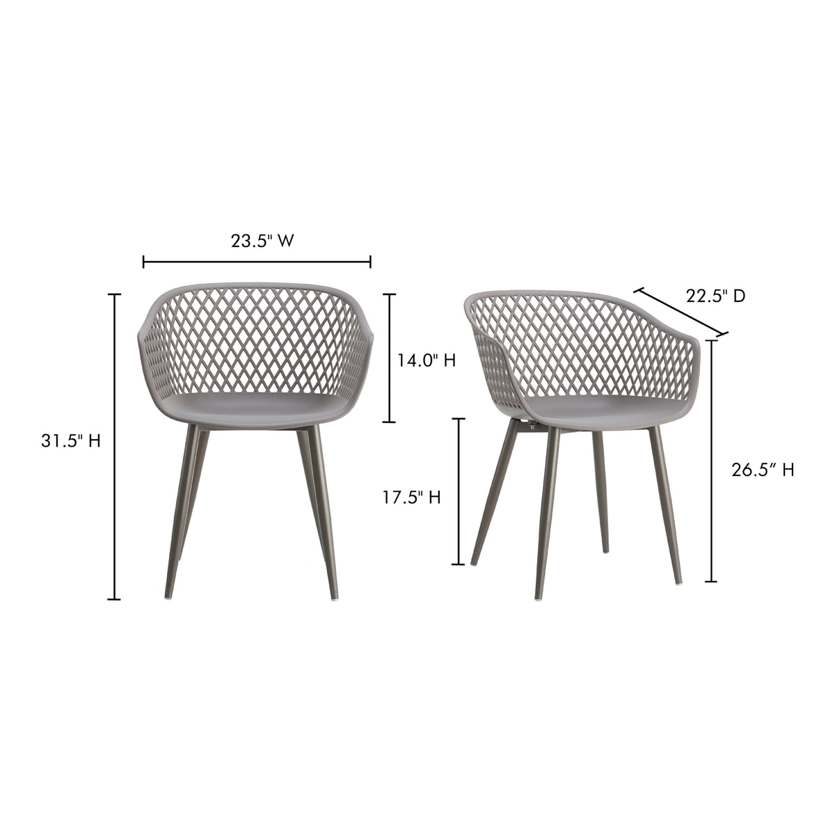 Piazza Outdoor Chair Grey - Set Of Two by Moe's Home