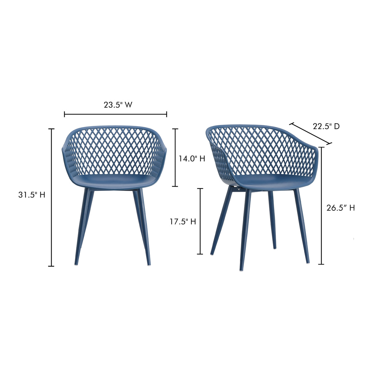 Piazza Outdoor Chair Blue - Set Of Two by Moe's Home