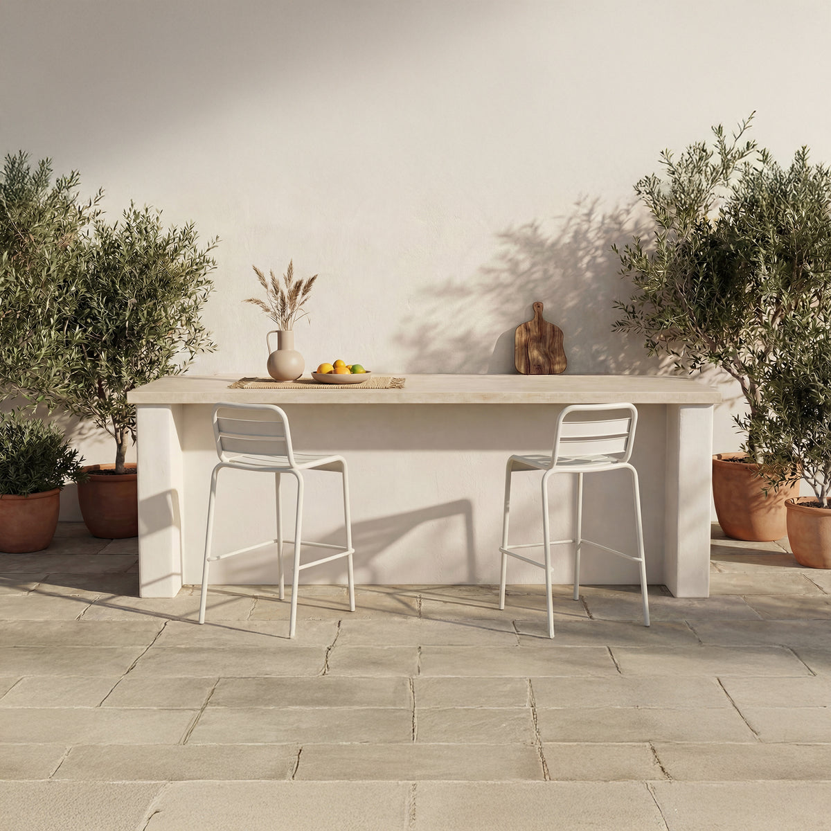 Kade Outdoor Bar Stool White Set of Two by Moe's Home
