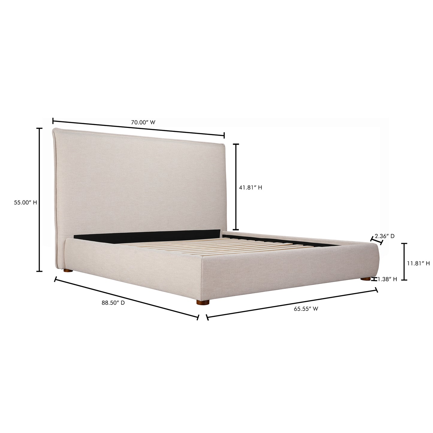 Luzon Queen Bed Tall Headboard Wheat by Moe's Home
