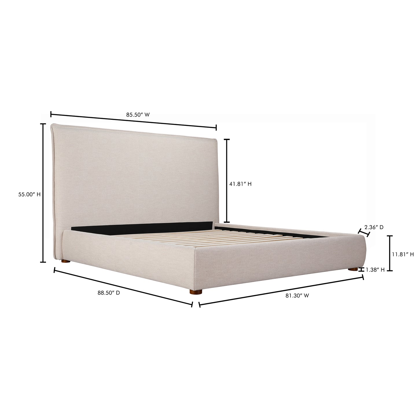 Luzon King Bed Tall Headboard Wheat by Moe's Home