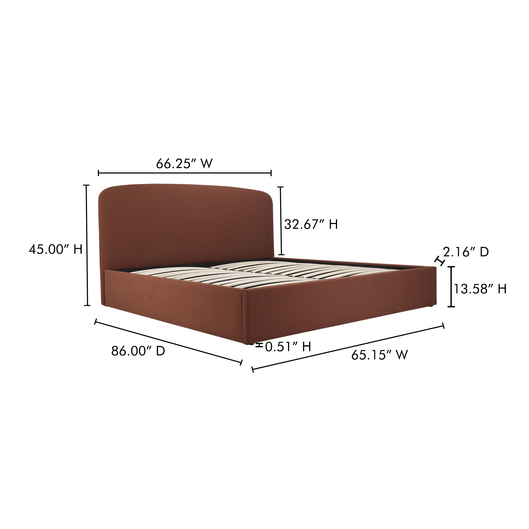Joan Queen Storage Bed Rust