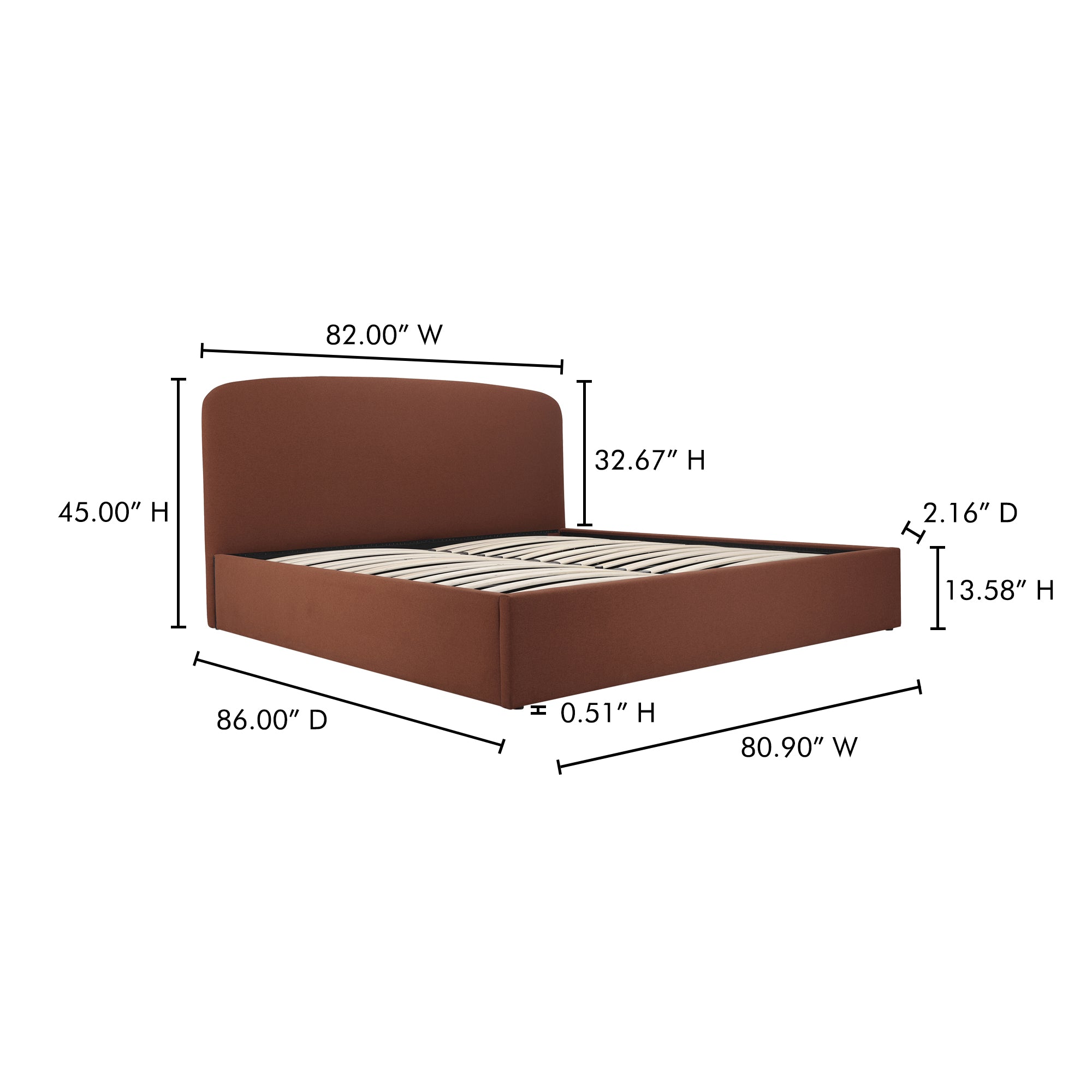 Joan King Storage Bed Rust