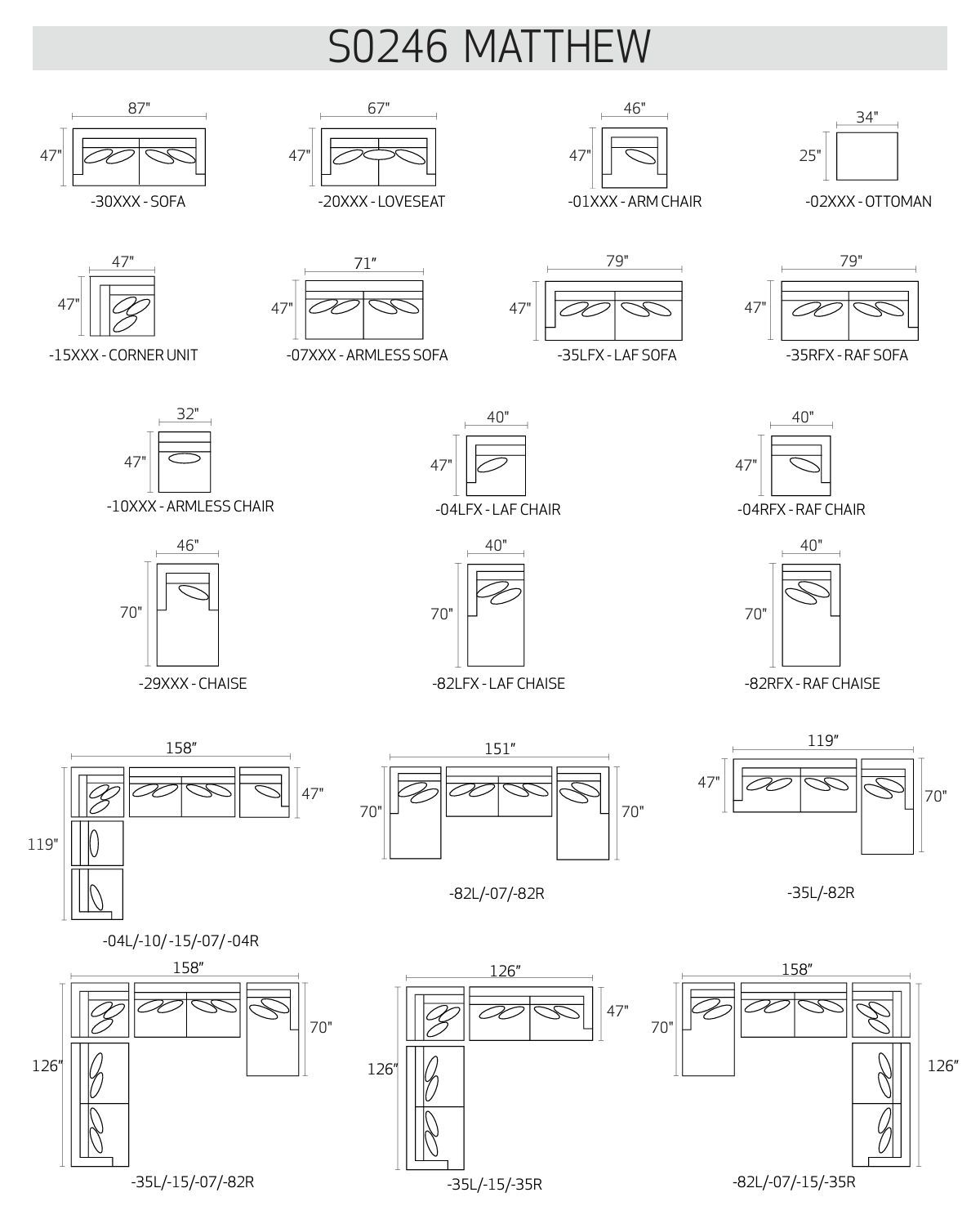 MATTHEW RIGHT-ARM L-SECTIONAL WITH MODULAR CORNER