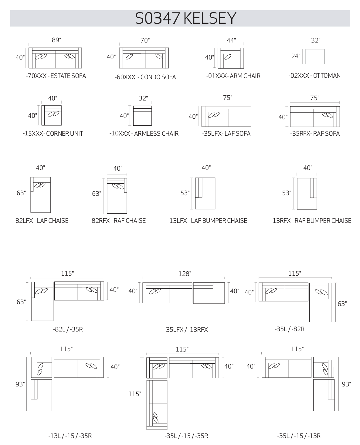 KELSEY RIGHT-ARM L-SECTIONAL WITH MODULAR CORNER