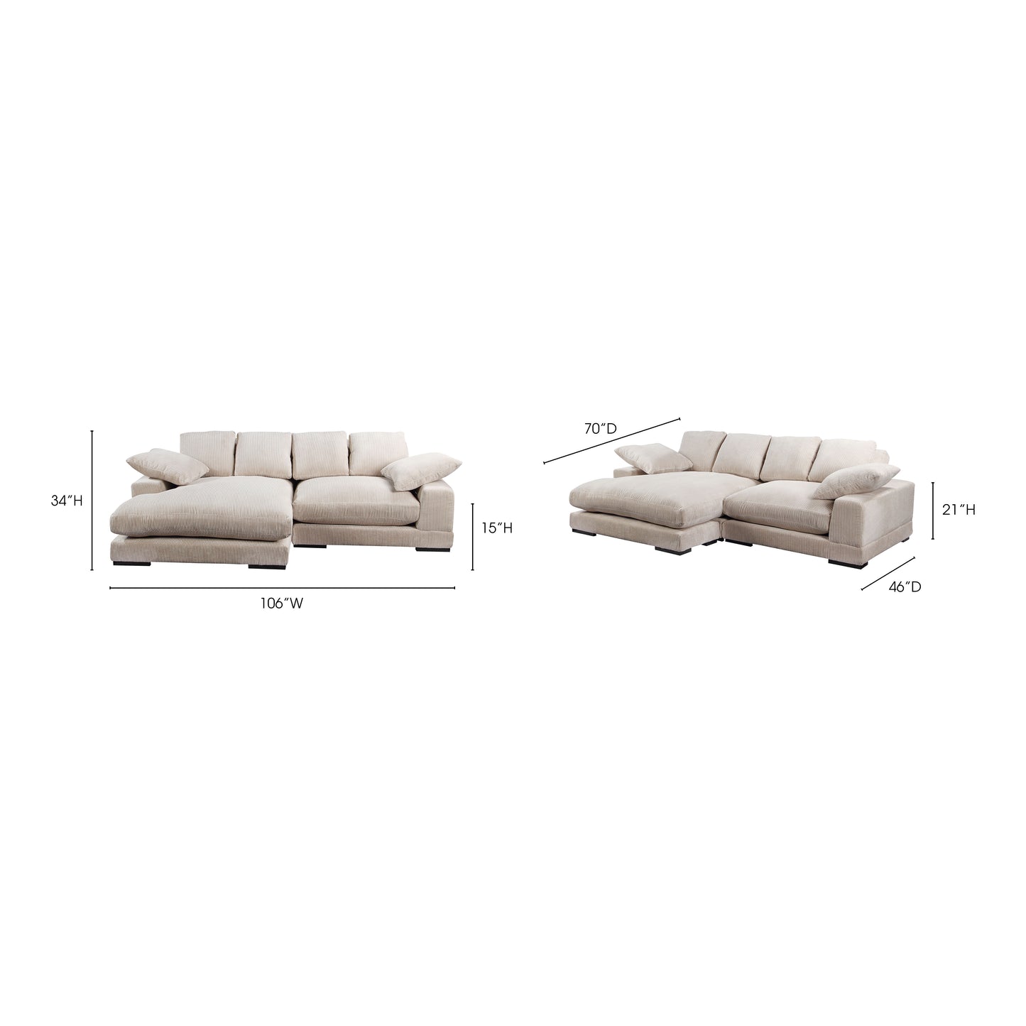 Plunge Sectional Cappuccino by Moe's Home