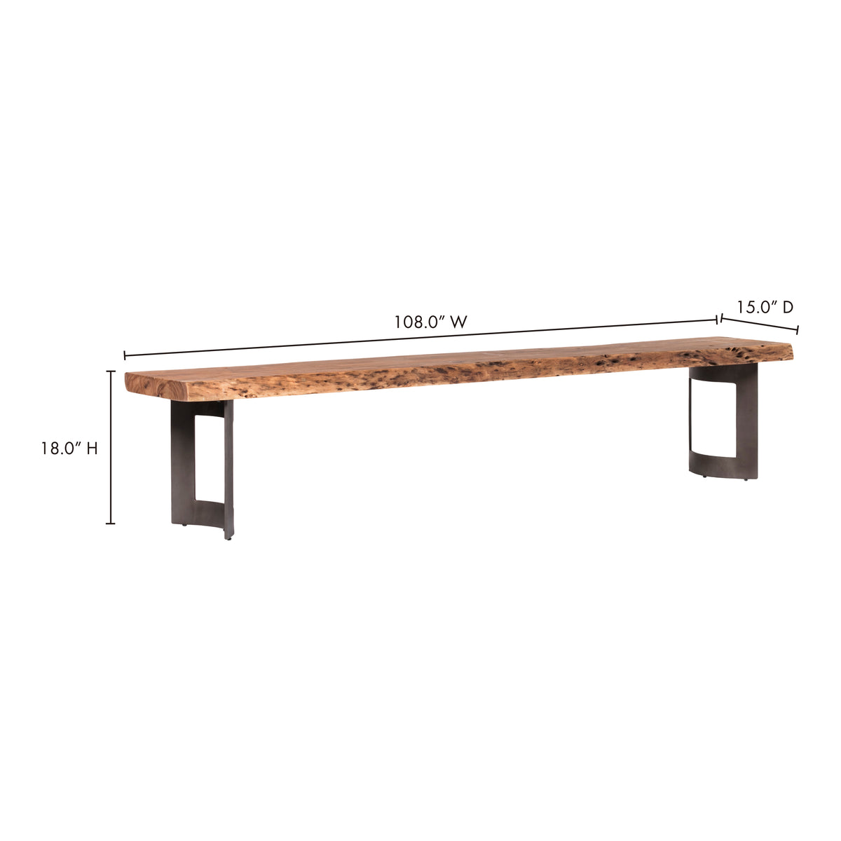Solid Acacia Bench Large Brown by Moe's Home