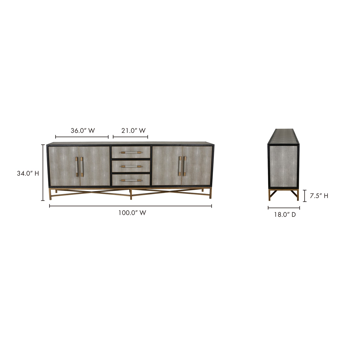 Mako Sideboard Large Grey by Moe's Home
