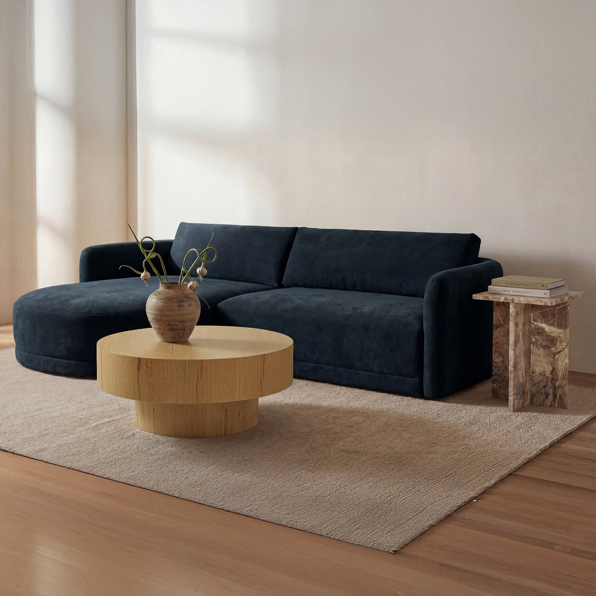 Emmy Sectional Dark Blue Left by Moe's Home