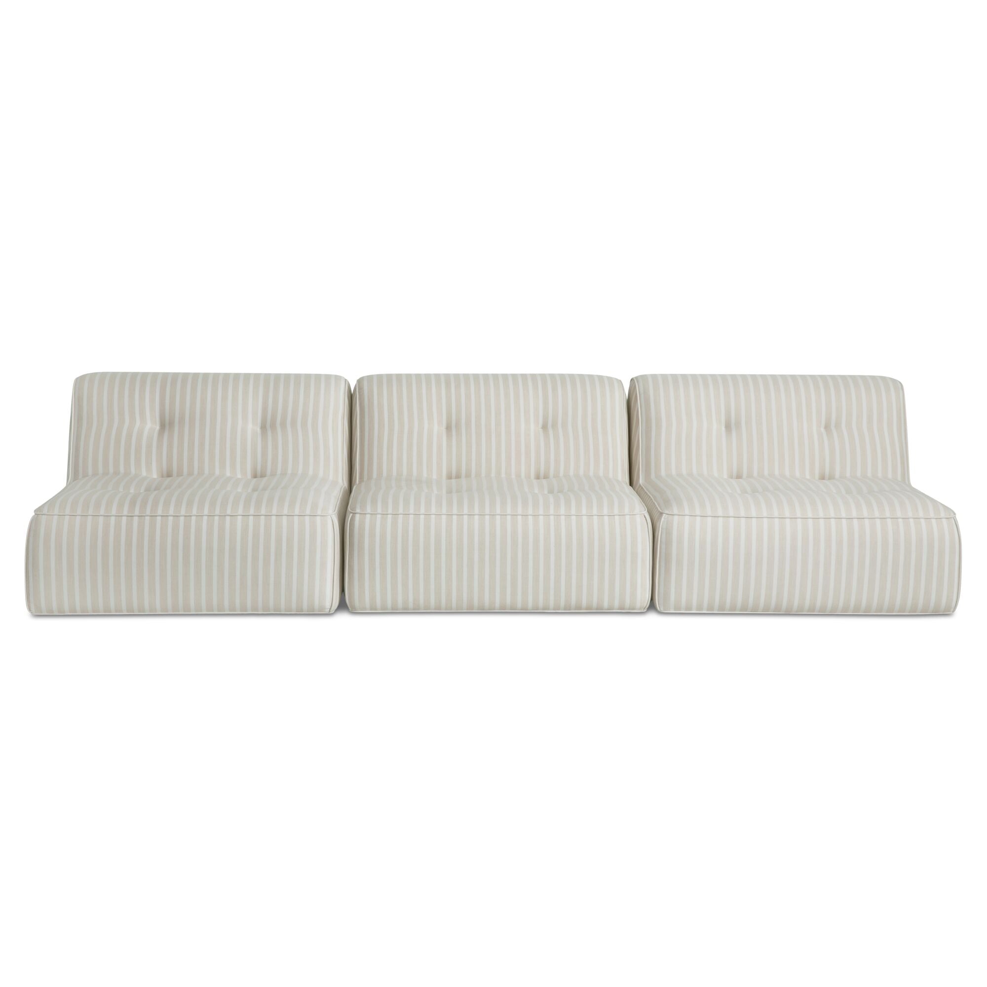 Sunseeker 3 Piece Outdoor Sofa Brown Stripe by Moe's Home