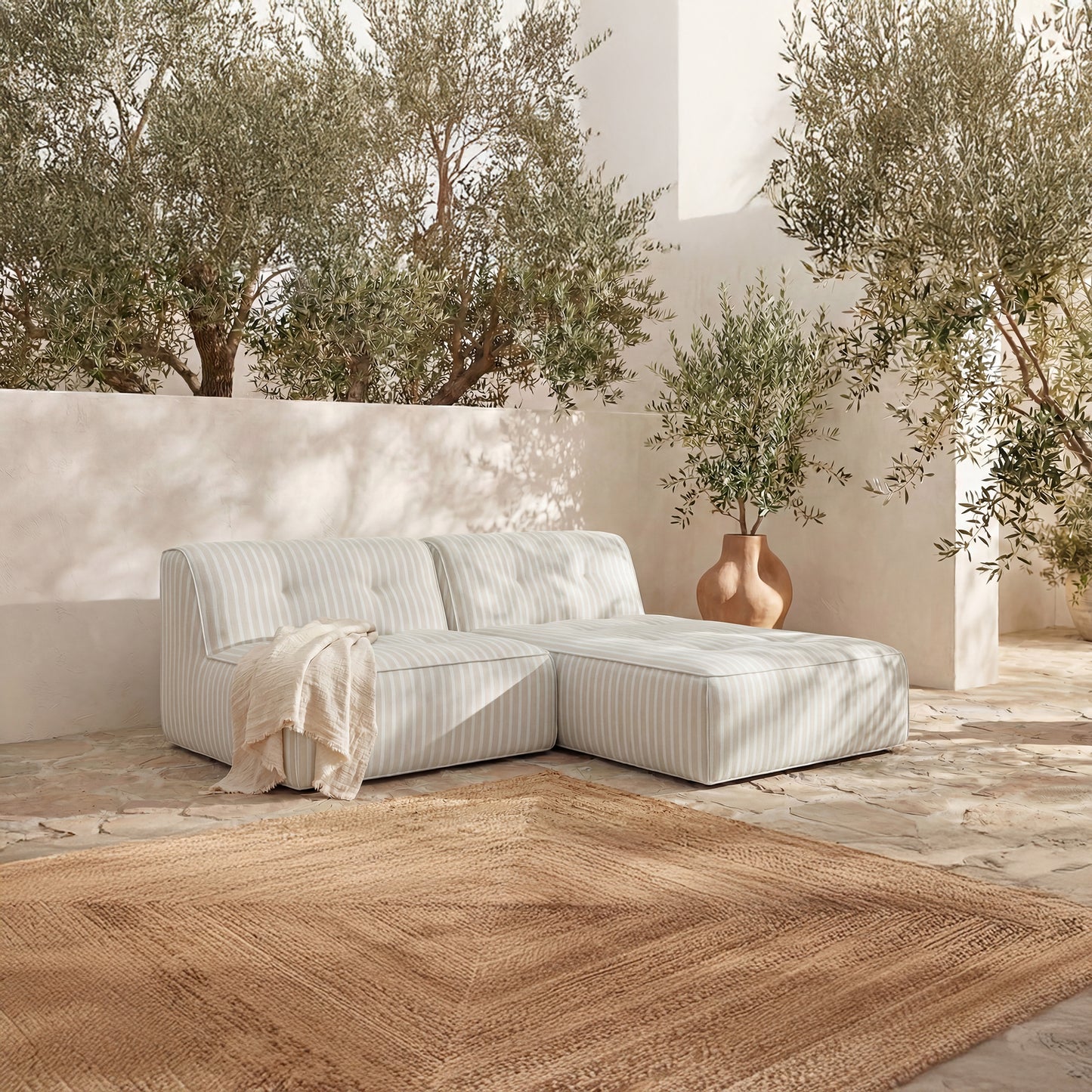 Sunseeker 2 Piece Outdoor Nook Brown Stripe by Moe's Home
