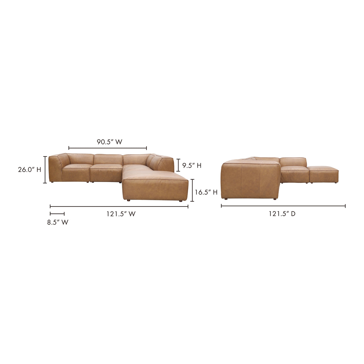 Form Dream Modular Sectional Sonoran Tan Leather by Moe's Home