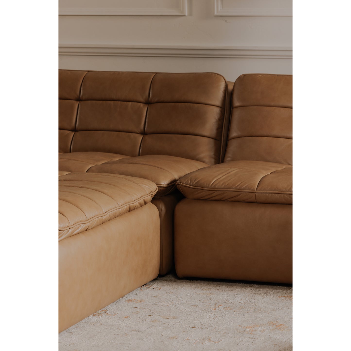 Lino Armless Modular Sofa Tan Leather by Moe's Home