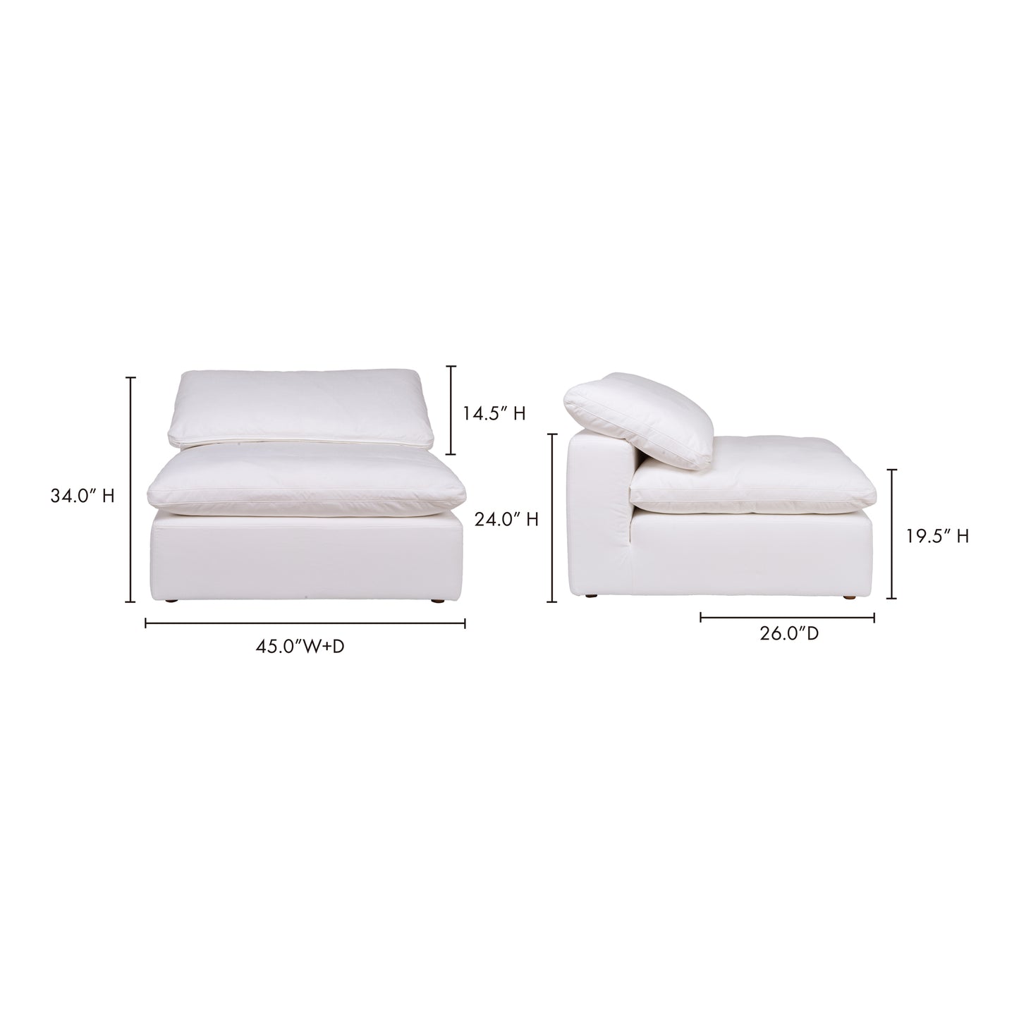 Clay Slipper Chair Cream White by Moe's Home