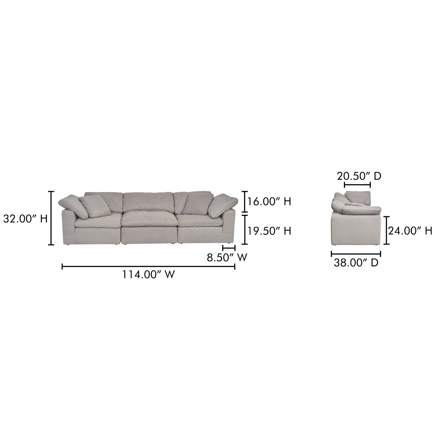 Terra Modular Sofa Light Grey by Moe's Home