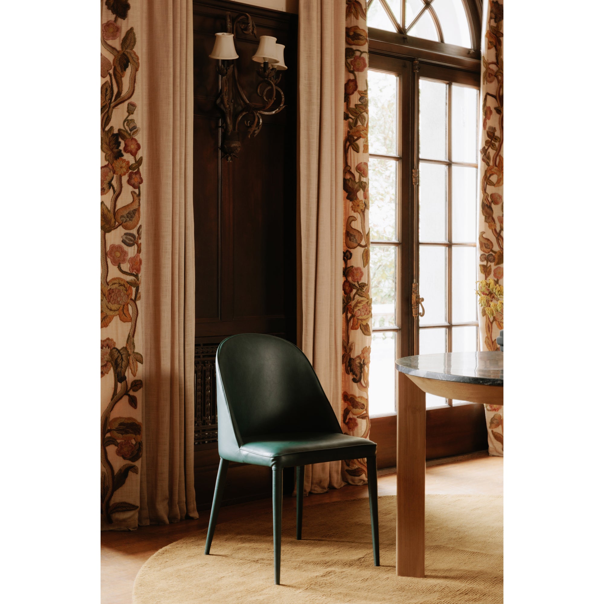 Burton Dining Chair Dark Teal Vegan Leather - Set Of Two by Moe's Home