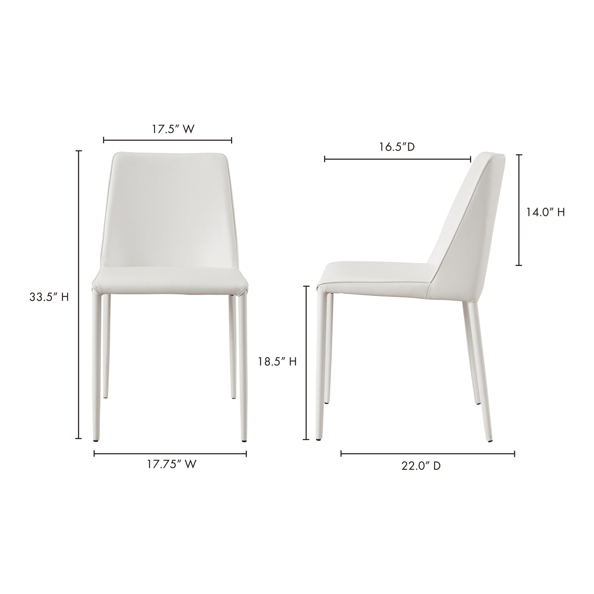 Nora Dining Chair White Vegan Leather - Set Of Two by Moe's Home