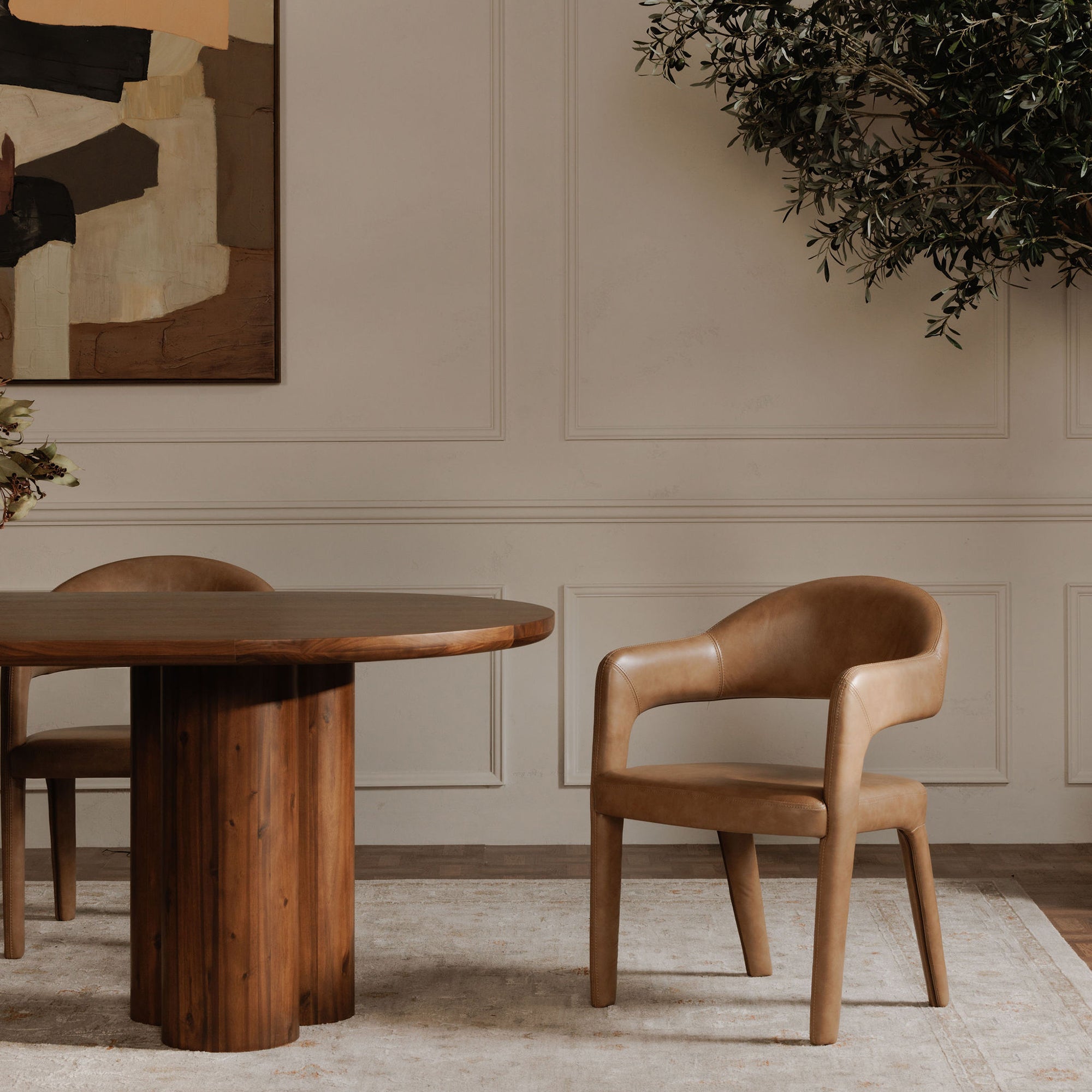 Martens Dining Chair Brown Leather by Moe's Home