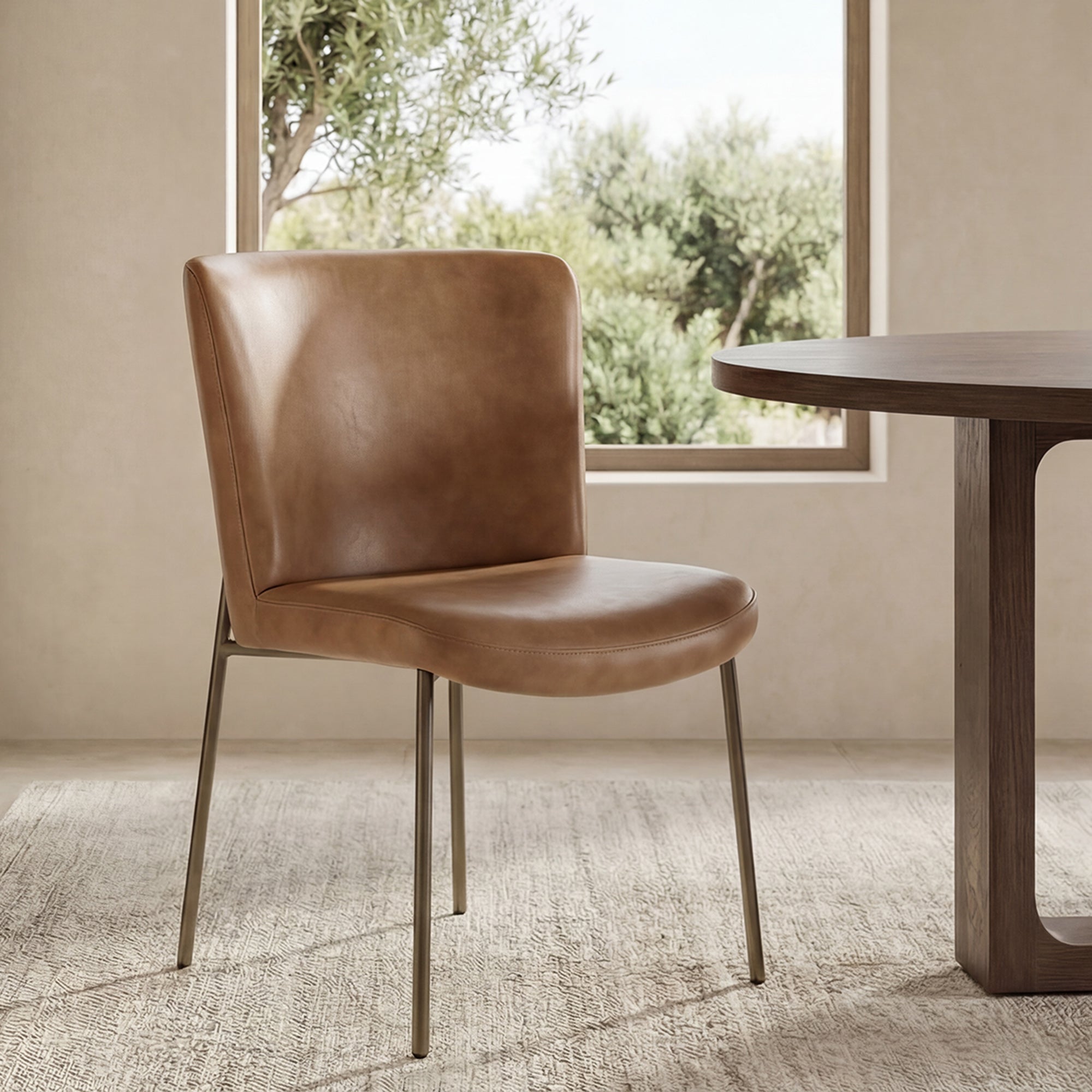 Early Dining Chair Tan Leather-Set Of Two by Moe's Home