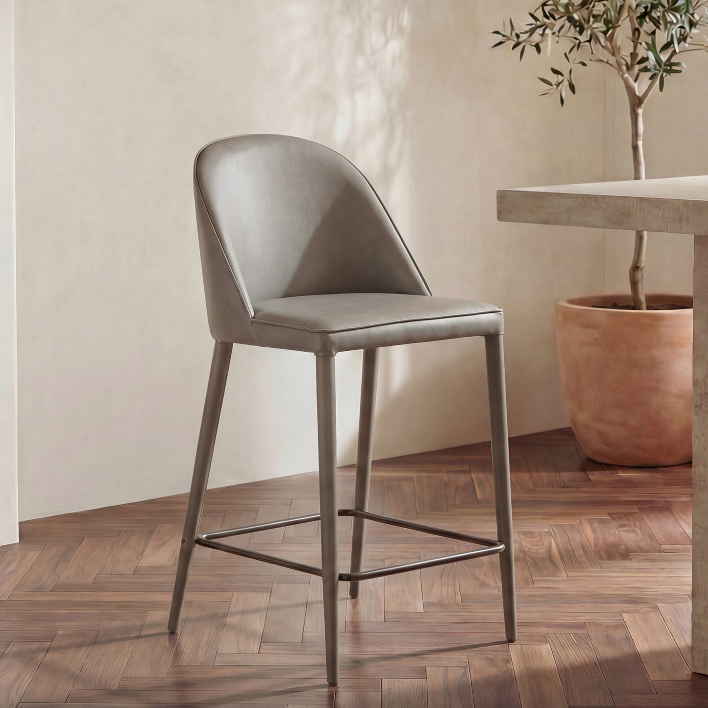 Burton Counter Stool Grey Vegan Leather by Moe's Home