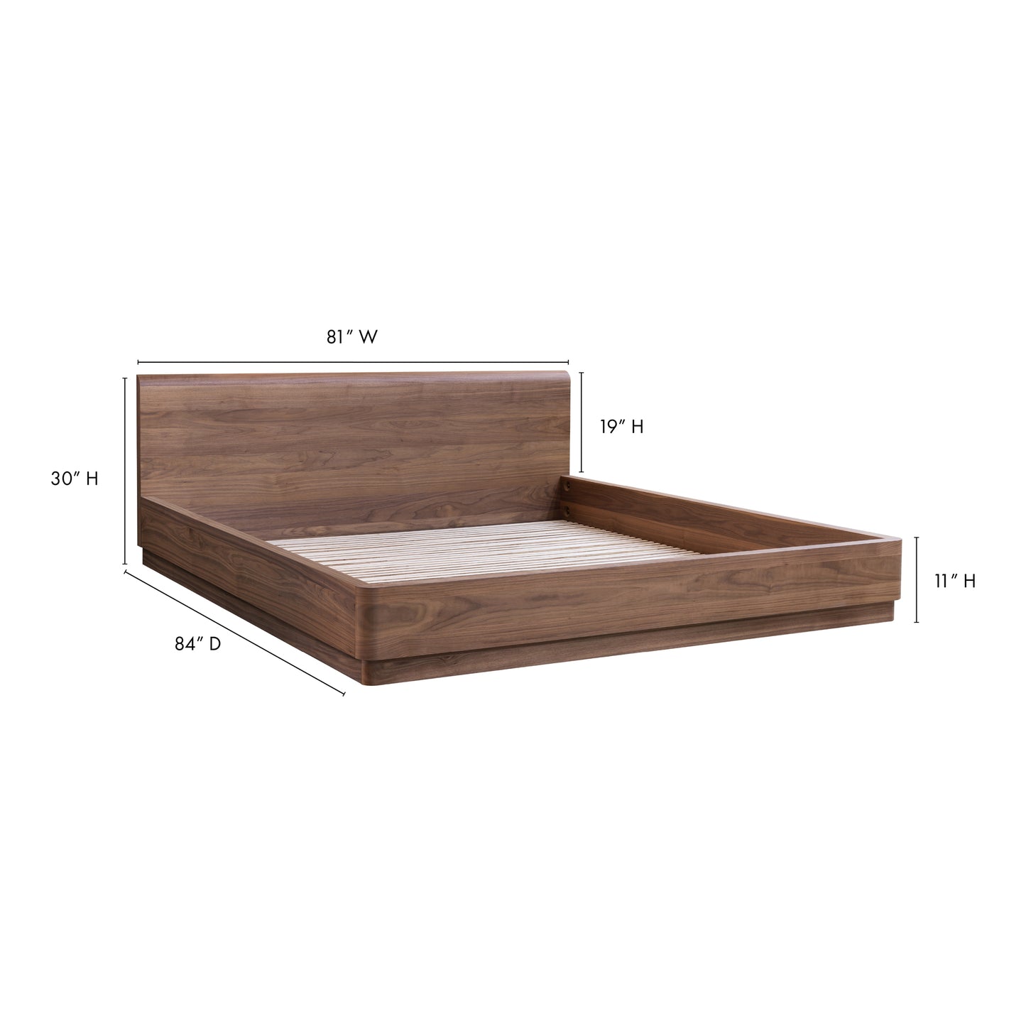 Round Off King Bed Walnut Brown by Moe's Home