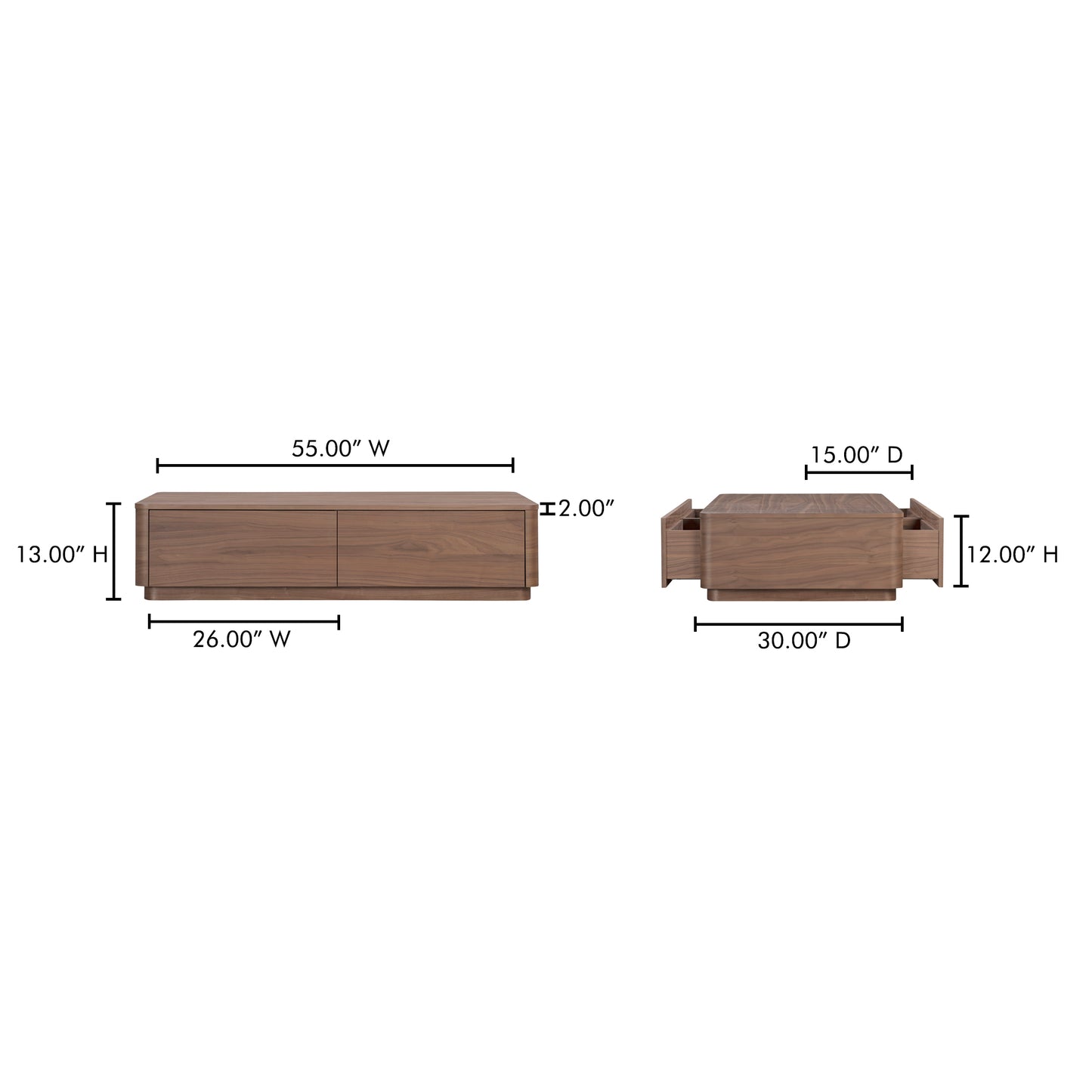 Round Off Coffee Table Walnut Brown by Moe's Home