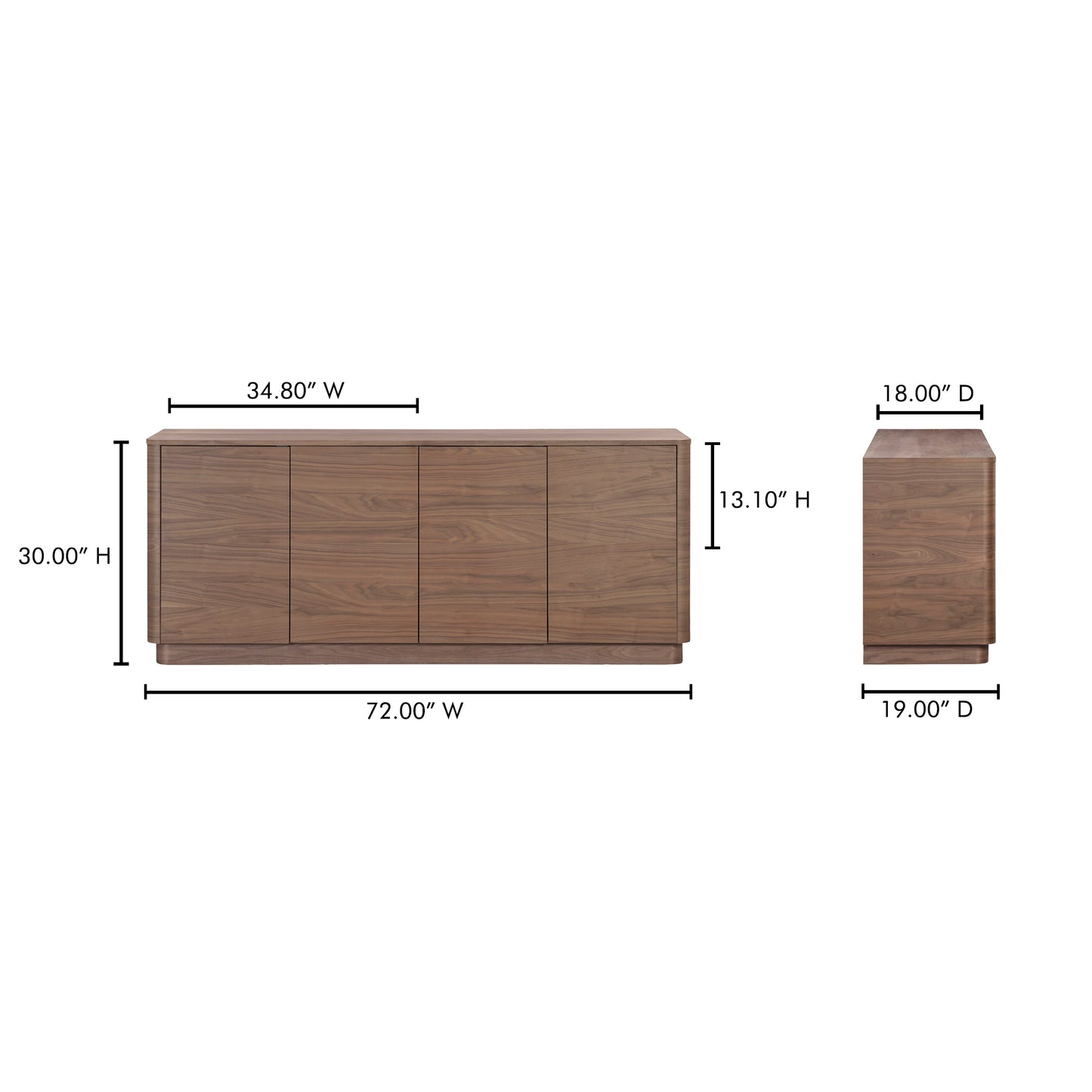 Round Off Sideboard Walnut Brown by Moe's Home