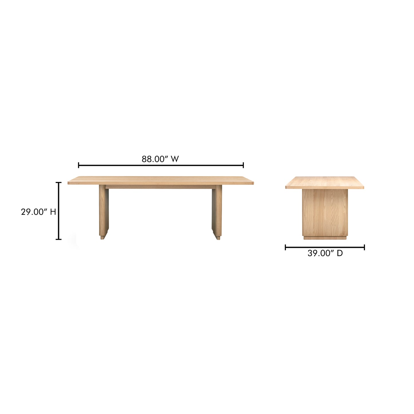 Round Off Small Dining Table Natural Oak by Moe's Home