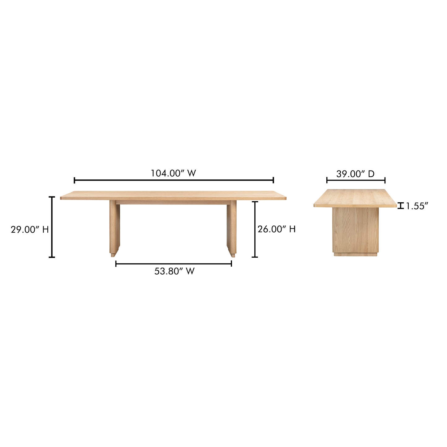 Round Off Large Dining Table Natural Oak by Moe's Home