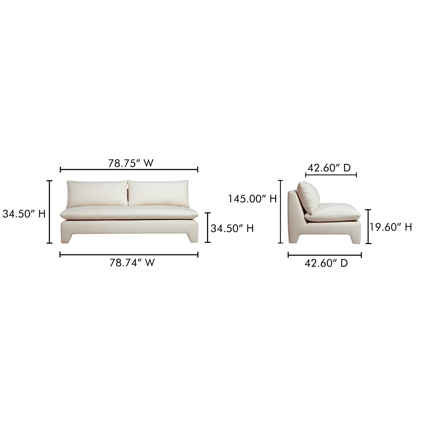 Estelle Sofa Cream by Moe's Home
