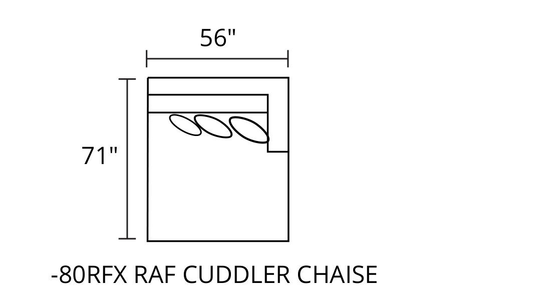 RAF Cuddler Chaise diagram — 56 x 71 in
