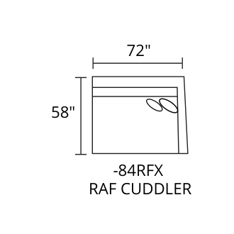 CASSIANO RAF Cuddler Chaise diagram — 72 x 58 in