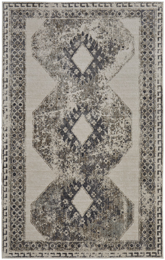 Kano 39LJF Ivory/Charcoal Rug by Feizy